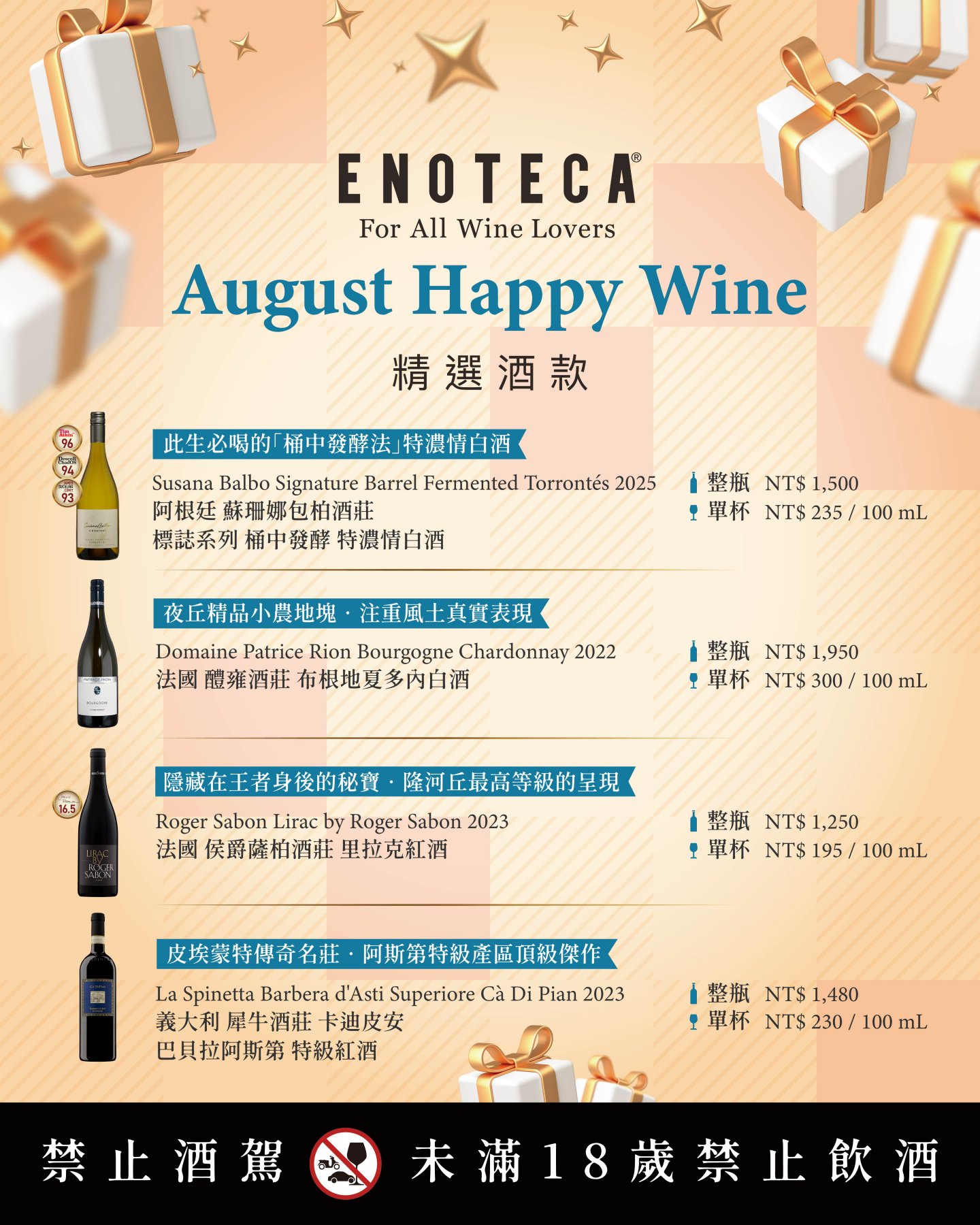 Auguest Happy Wine | 8月份 單杯酒